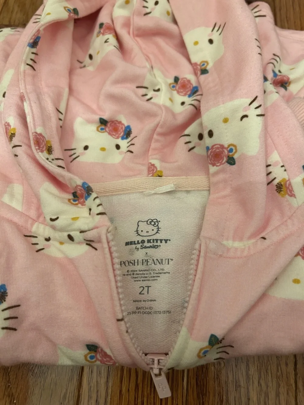 Posh Peanut Hello Kitty Pink Hoodie Jacket with Bow-2T
